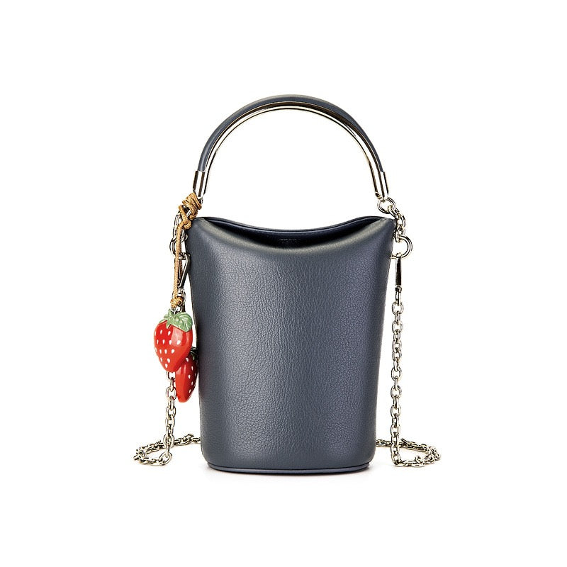 Genuine Leather Mini Bucket Phone Crossbody Handbag | Effortless Elegance