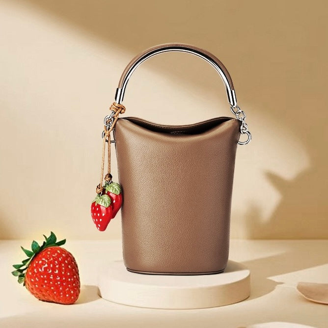 Genuine Leather Mini Bucket Phone Crossbody Handbag | Effortless Elegance