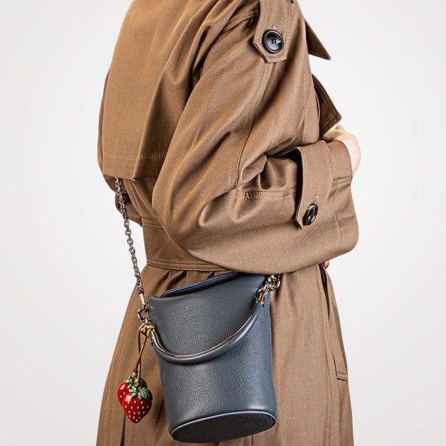 Genuine Leather Mini Bucket Phone Crossbody Handbag | Effortless Elegance
