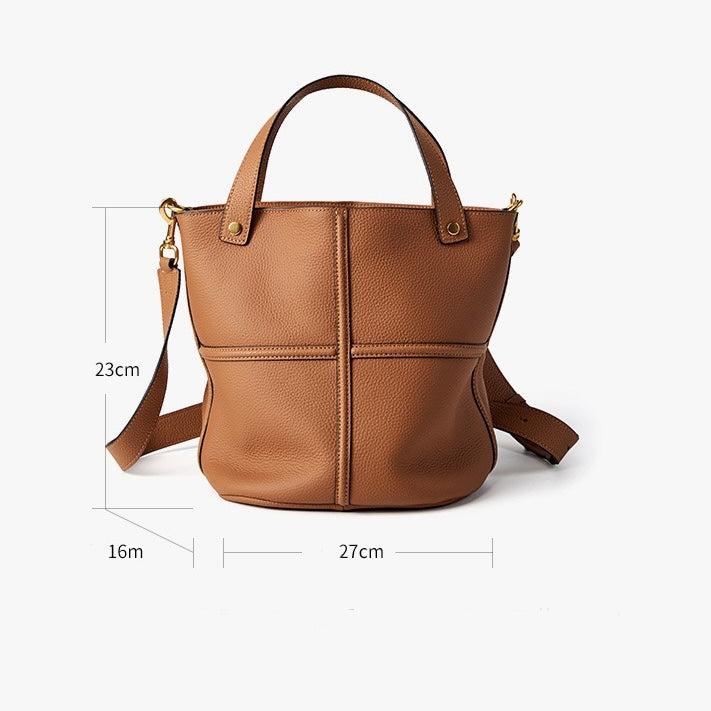 Women’s Genuine Leather Bucket Bag | Large Capacity Effortless Elegance