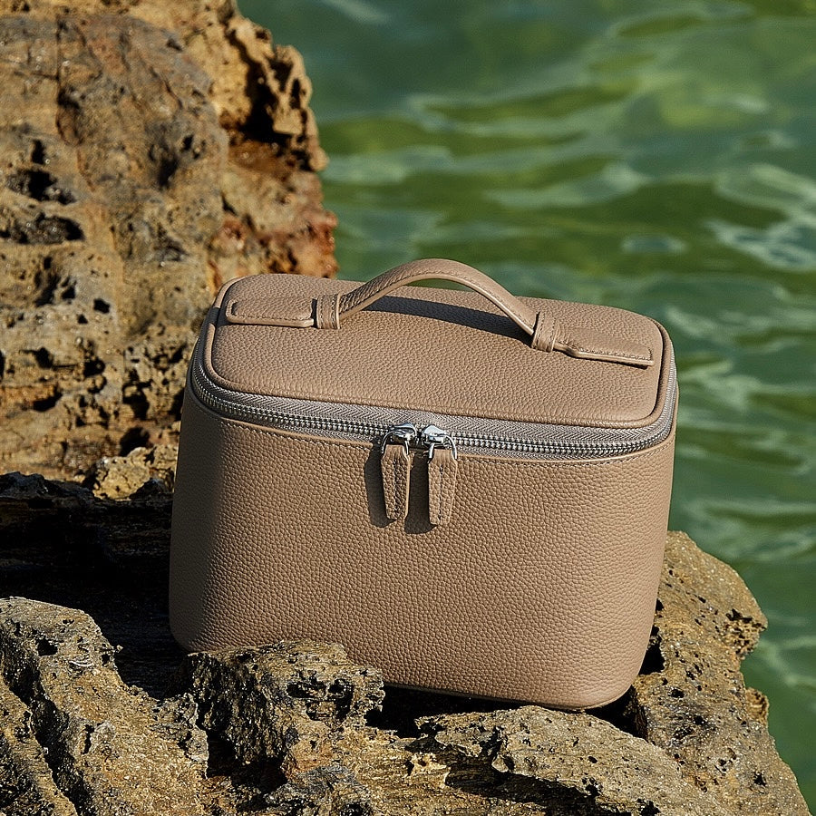 Genuine Leather Multi-Compartment Cosmetic Bag | Effortless Beauty Organization