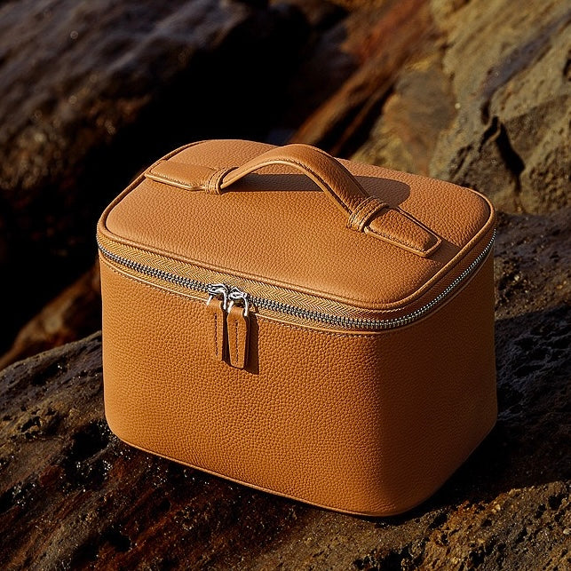 Genuine Leather Multi-Compartment Cosmetic Bag | Effortless Beauty Organization