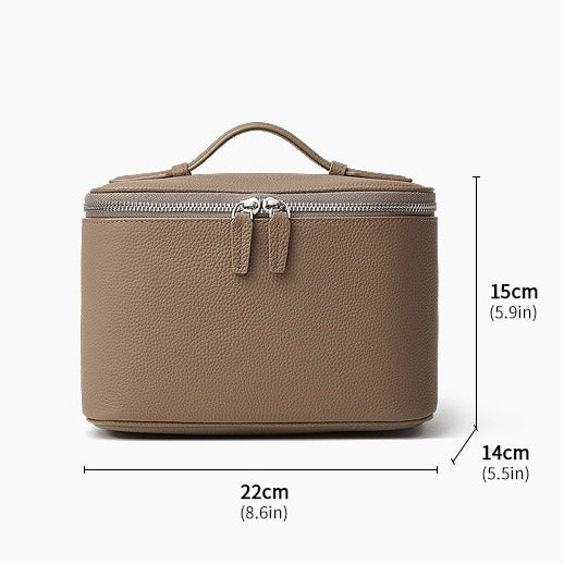 Genuine Leather Multi-Compartment Cosmetic Bag | Effortless Beauty Organization