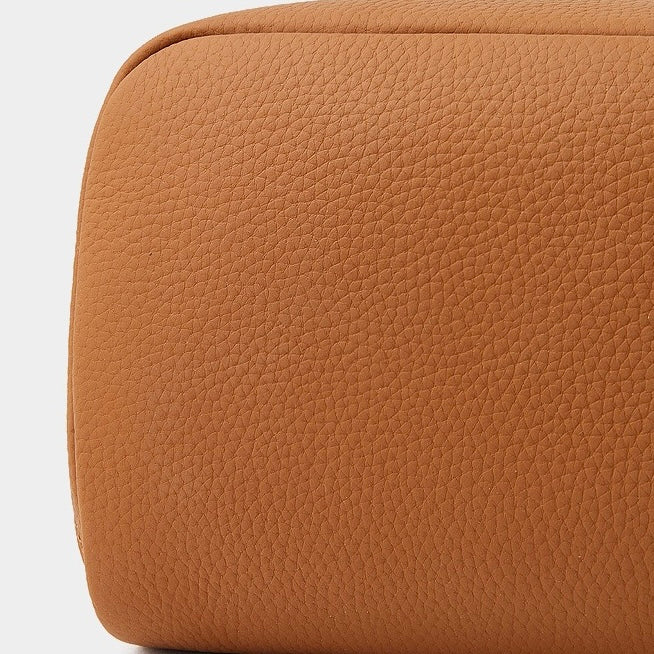 Textured Genuine Leather Top-Zip Vanity Clutch Bag | Effortless Evening Elegance
