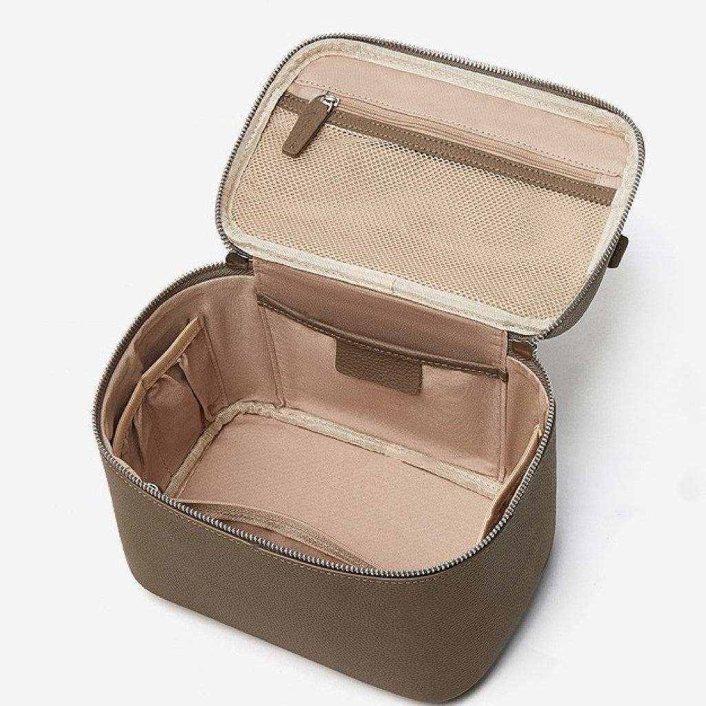 Genuine Leather Multi-Compartment Cosmetic Bag | Effortless Beauty Organization