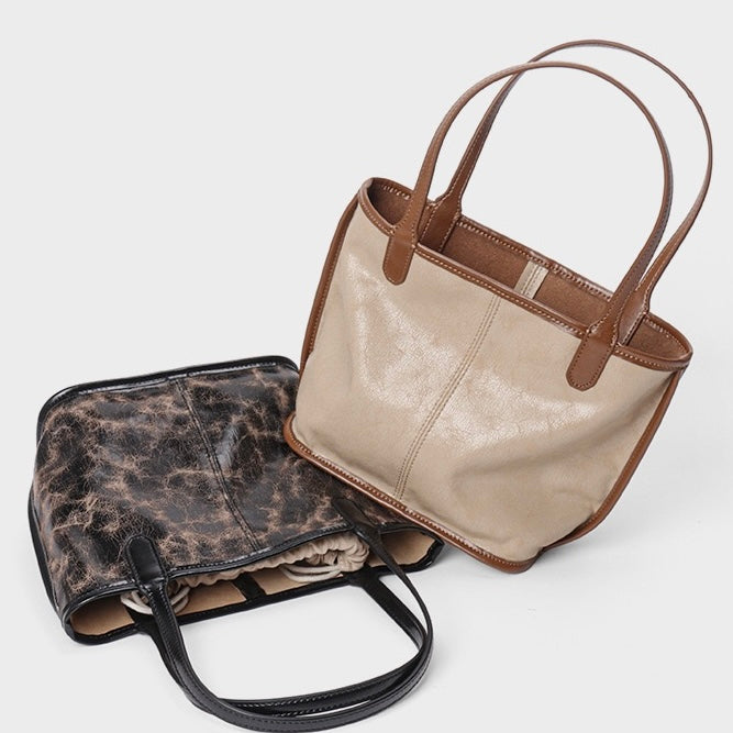 Women’s Vintage Genuine Leather Tote With Pouch | Effortless Elegance