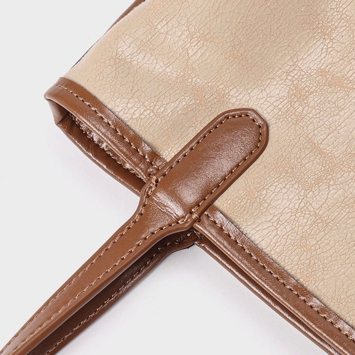 Women’s Vintage Genuine Leather Tote With Pouch | Effortless Elegance