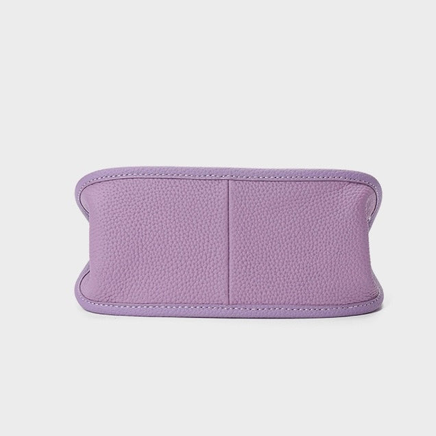 Purple Genuine Leather Mini Crossbody Bag | Polished Lock Closure