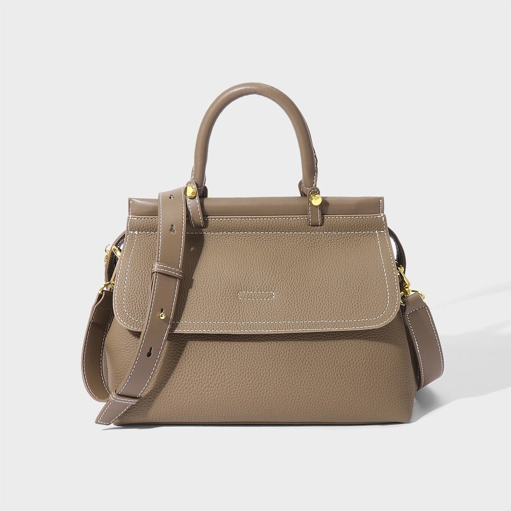 Women’s Genuine Leather Flip-Top Commuter Handbag | Effortless Elegance