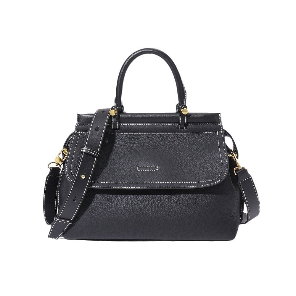 Women’s Genuine Leather Flip-Top Commuter Handbag | Effortless Elegance