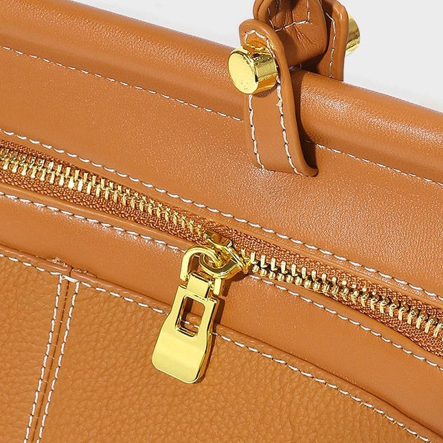 Women’s Genuine Leather Flip-Top Commuter Handbag | Effortless Elegance