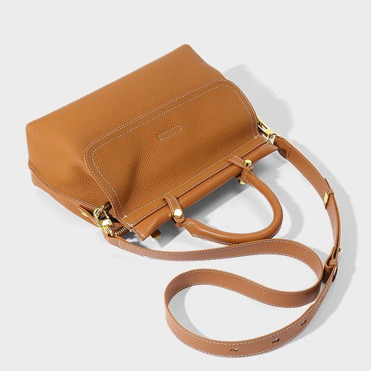 Women’s Genuine Leather Flip-Top Commuter Handbag | Effortless Elegance