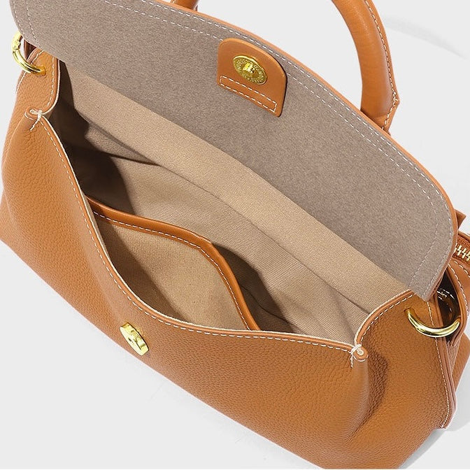 Women’s Genuine Leather Flip-Top Commuter Handbag | Effortless Elegance