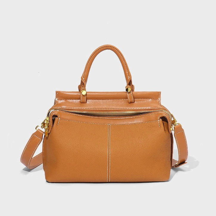 Women’s Genuine Leather Flip-Top Commuter Handbag | Effortless Elegance