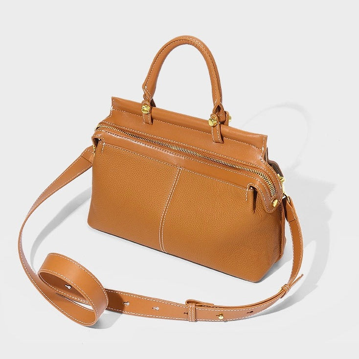 Women’s Genuine Leather Flip-Top Commuter Handbag | Effortless Elegance