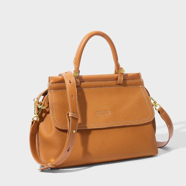 Women’s Genuine Leather Flip-Top Commuter Handbag | Effortless Elegance