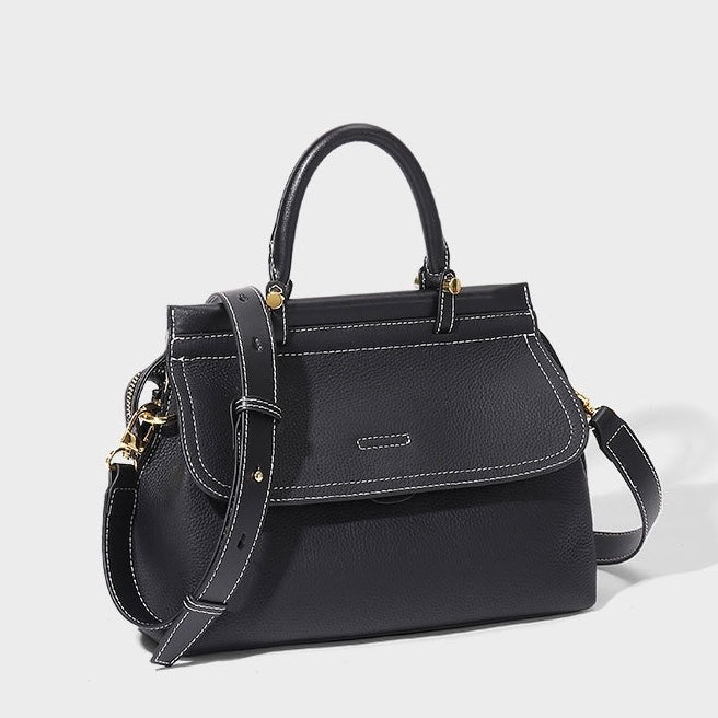 Women’s Genuine Leather Flip-Top Commuter Handbag | Effortless Elegance