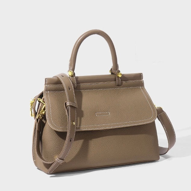 Women’s Genuine Leather Flip-Top Commuter Handbag | Effortless Elegance