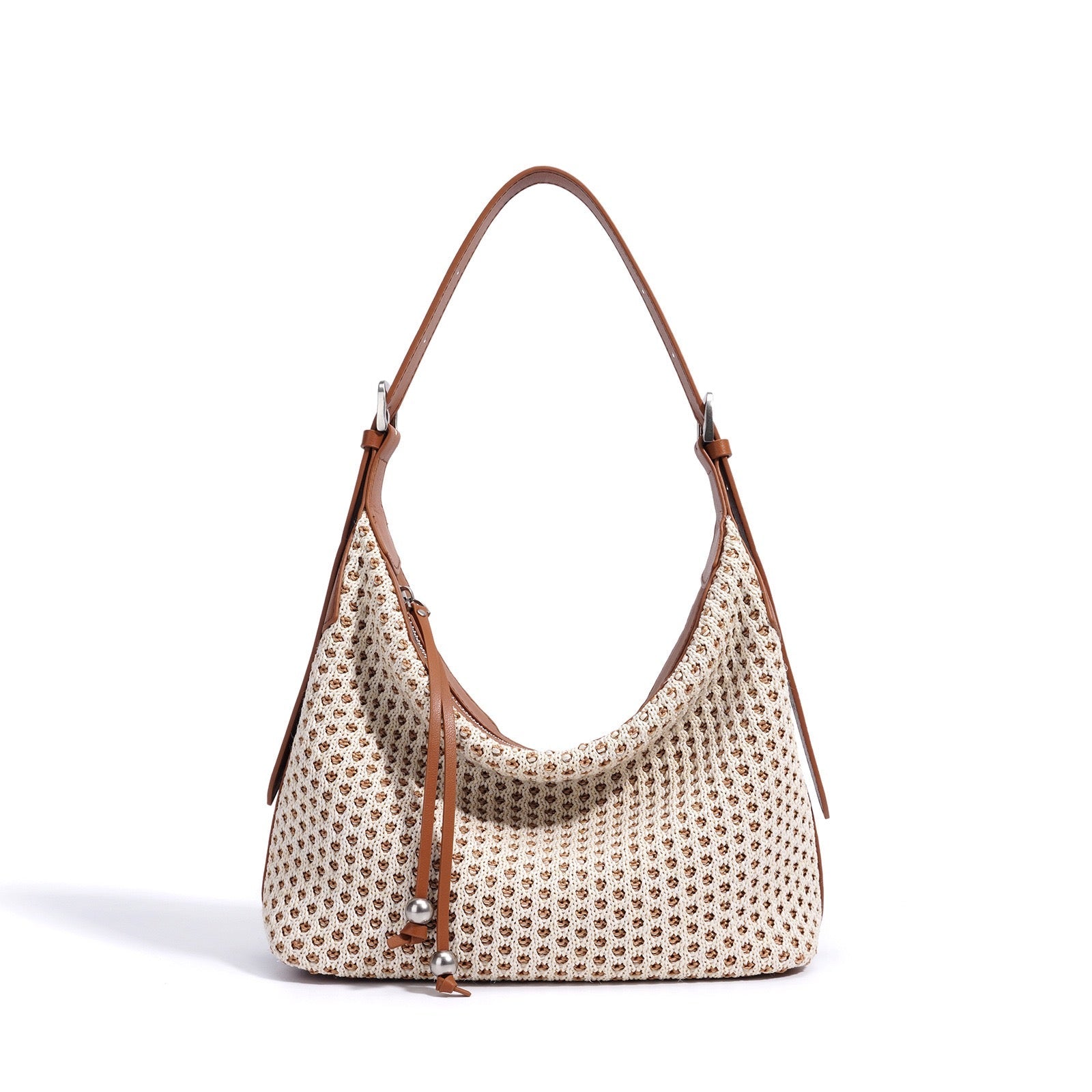 Braided Straw Dumpling Shoulder Bag | Spacious Effortless Elegance