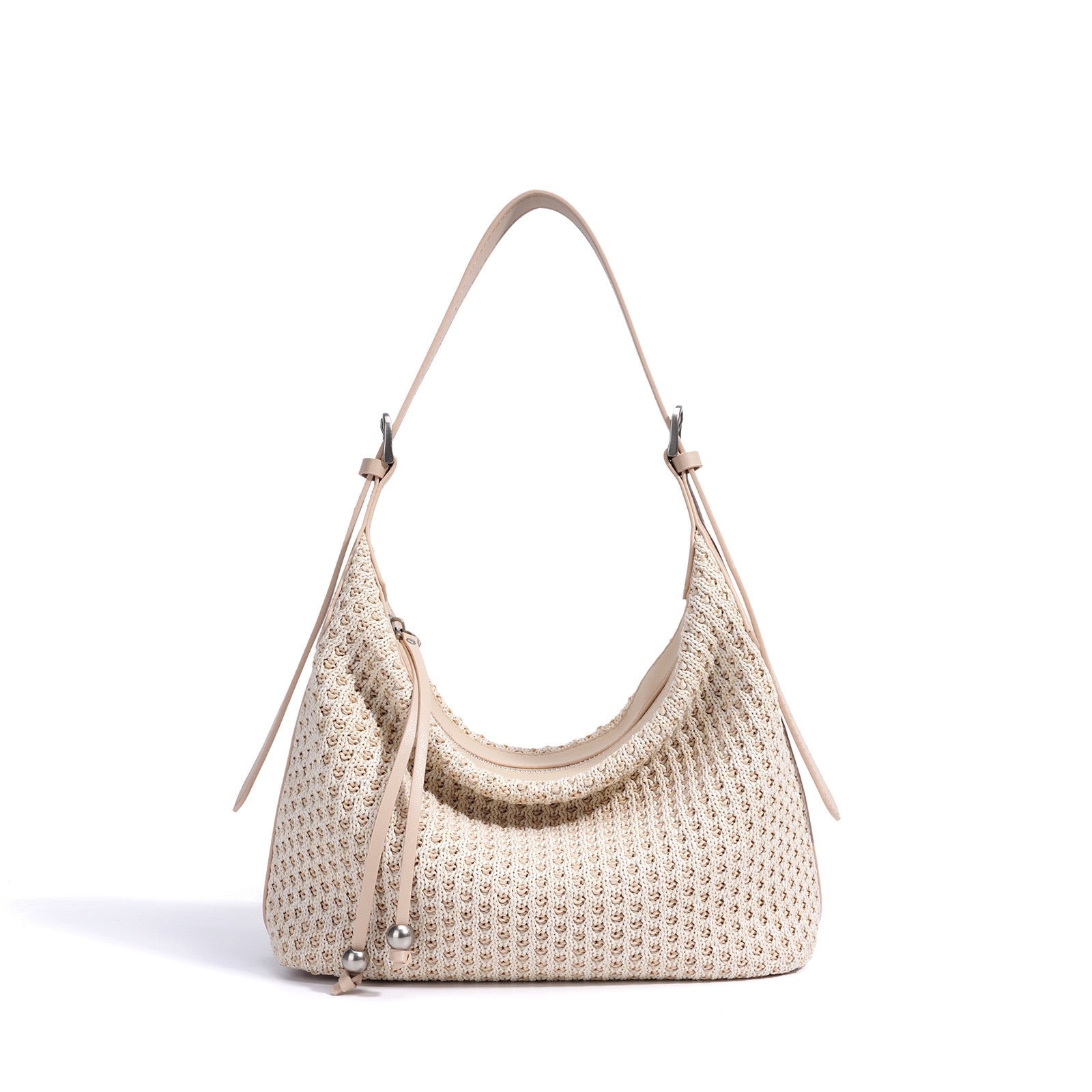 Braided Straw Dumpling Shoulder Bag | Spacious Effortless Elegance