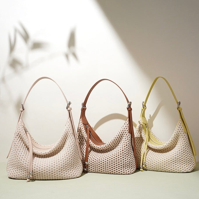 Braided Woven Straw Dumpling Shoulder Bag | Versatile Retro Large-Capacity Elegance