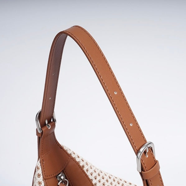 Braided Straw Dumpling Shoulder Bag | Spacious Effortless Elegance