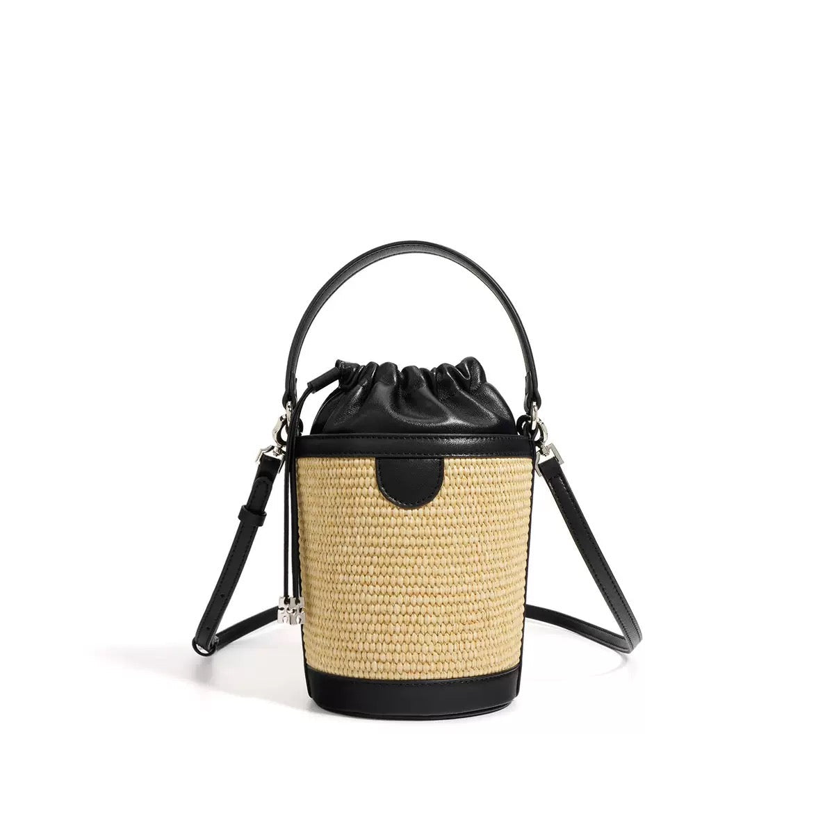 Lambskin Woven Women’s Handheld Crossbody Barrel Bag | Coastal Elegance