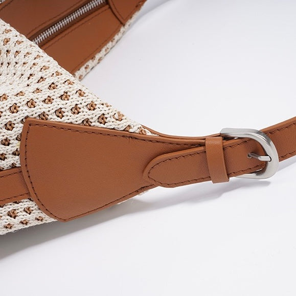 Braided Straw Dumpling Shoulder Bag | Spacious Effortless Elegance