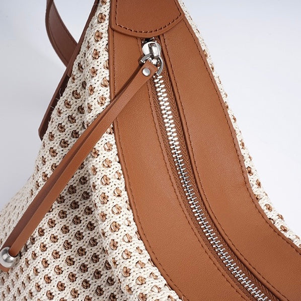 Braided Straw Dumpling Shoulder Bag | Spacious Effortless Elegance