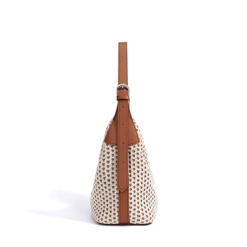 Braided Woven Straw Dumpling Shoulder Bag | Versatile Retro Large-Capacity Elegance