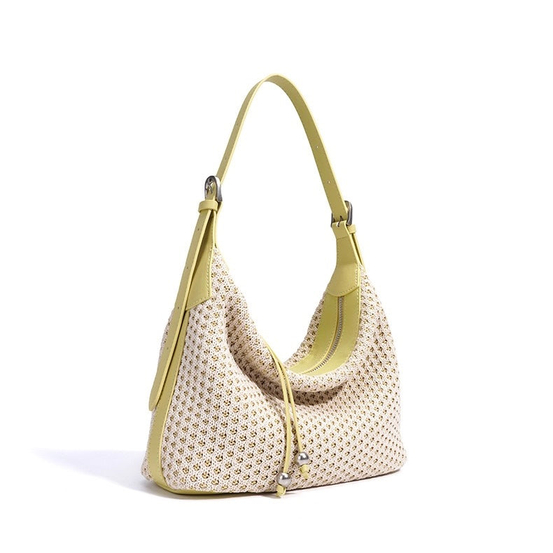 Braided Straw Dumpling Shoulder Bag | Spacious Effortless Elegance