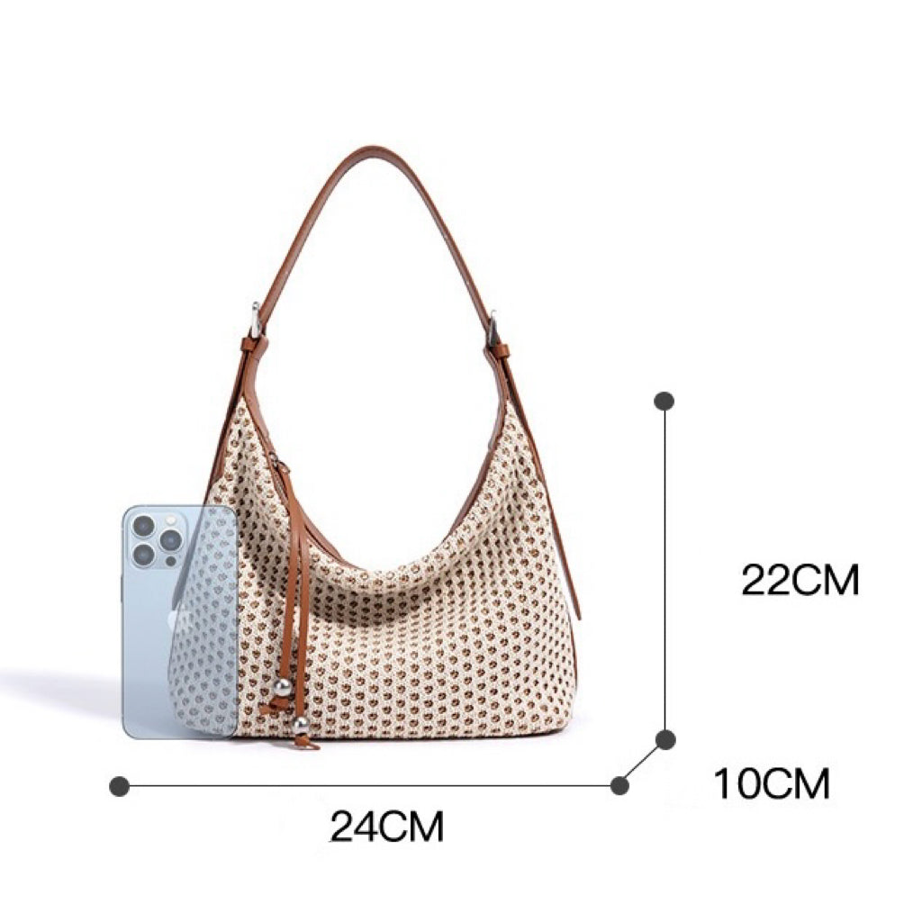 Braided Straw Dumpling Shoulder Bag | Spacious Effortless Elegance
