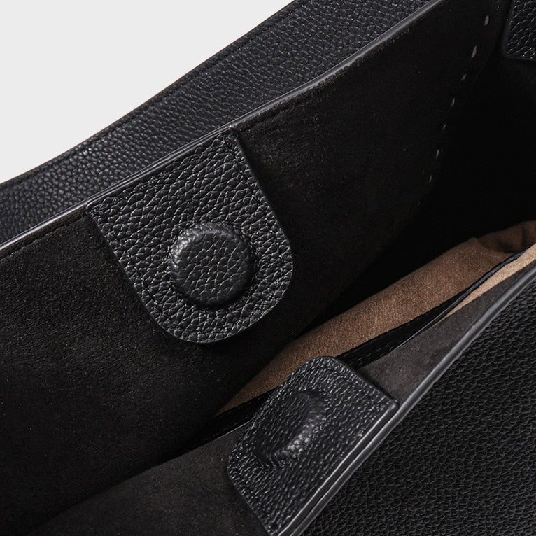 Genuine Leather Tote Bag | Textured Contrast Stitching Effortless Elegance