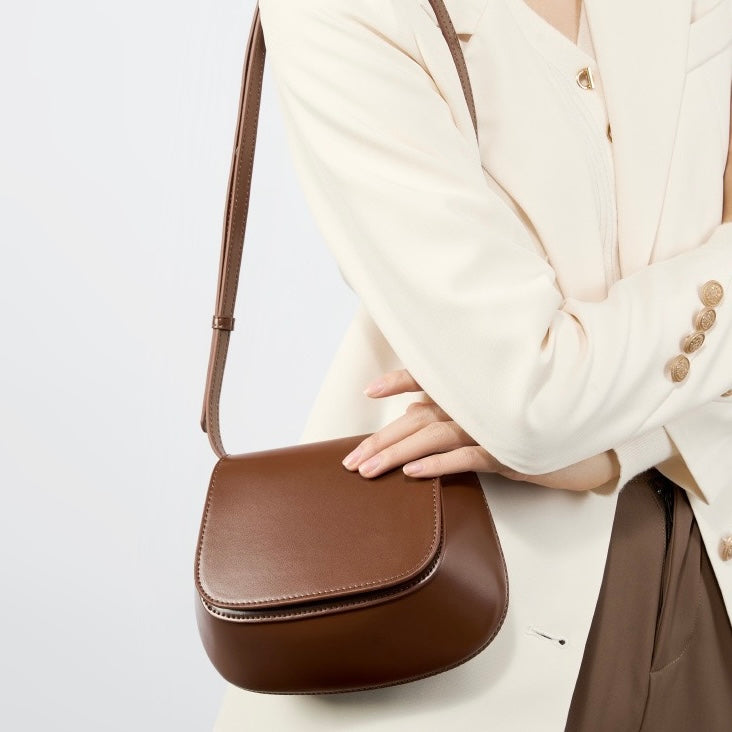 Women’s Genuine Leather Crossbody Saddle Bucket Bag | Elevated Everyday Ease