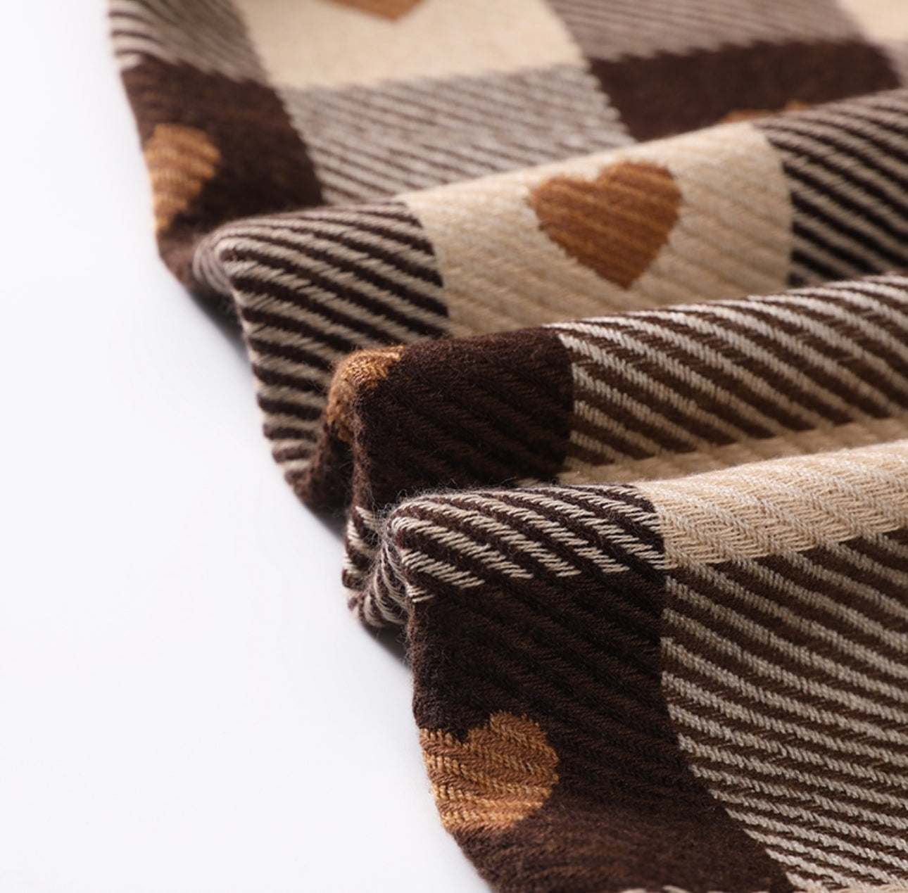 Women's Plaid Heart Imitation Cashmere Scarf | Soft Fringed Elegance