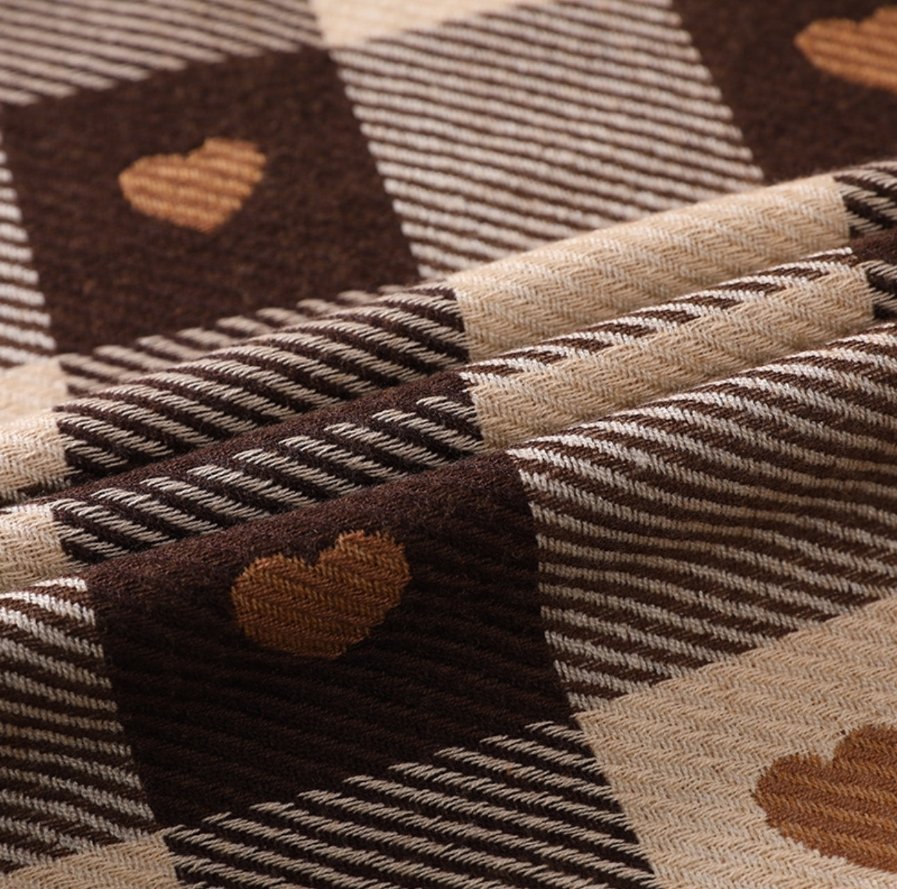 Women's Plaid Heart Imitation Cashmere Scarf | Soft Fringed Elegance