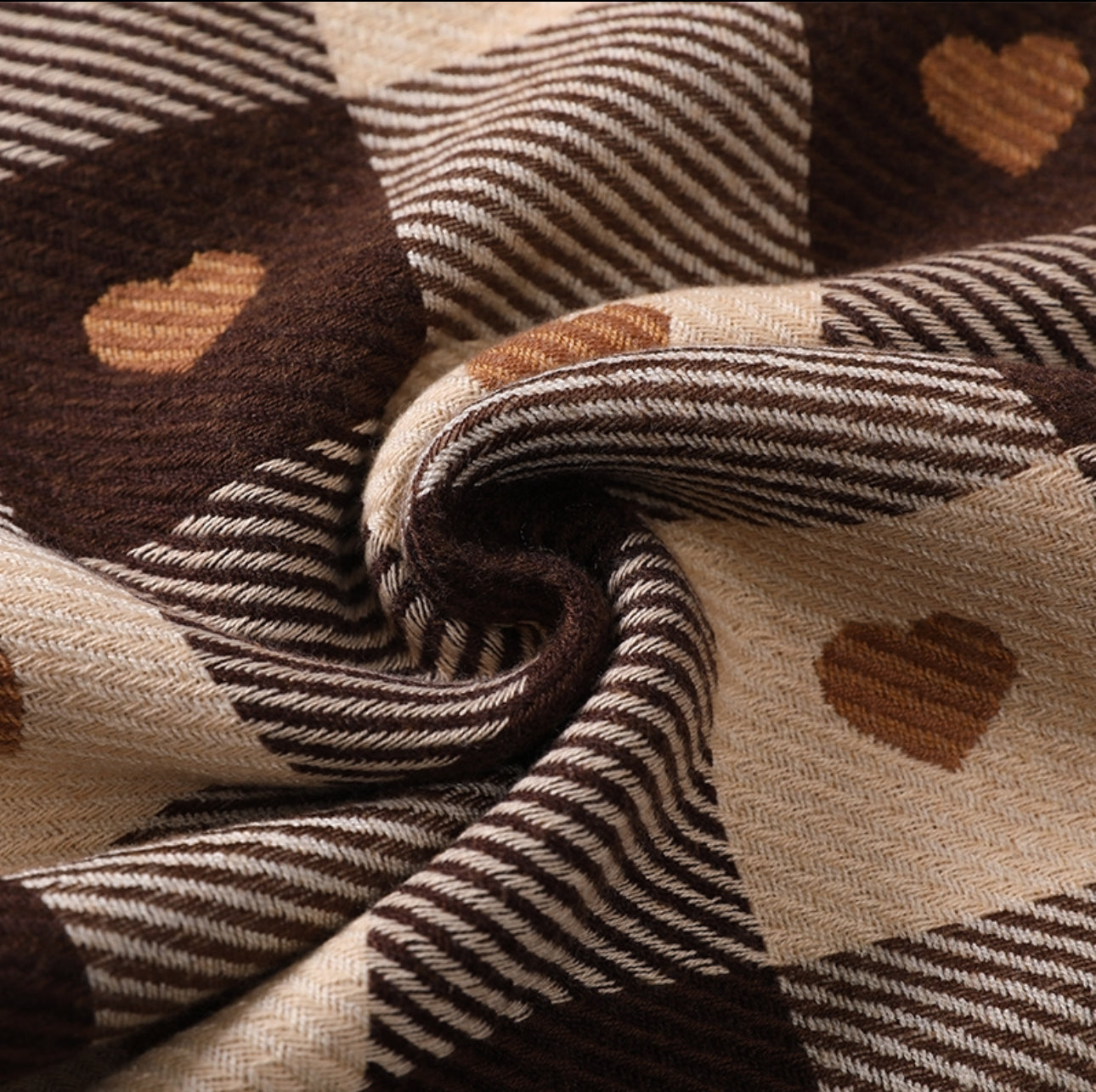 Women's Plaid Heart Imitation Cashmere Scarf | Soft Fringed Elegance