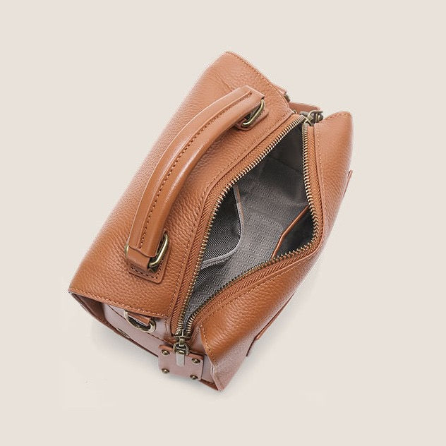 Textured Leather Satchel Crossbody Bag | Timeless Vintage Elegance