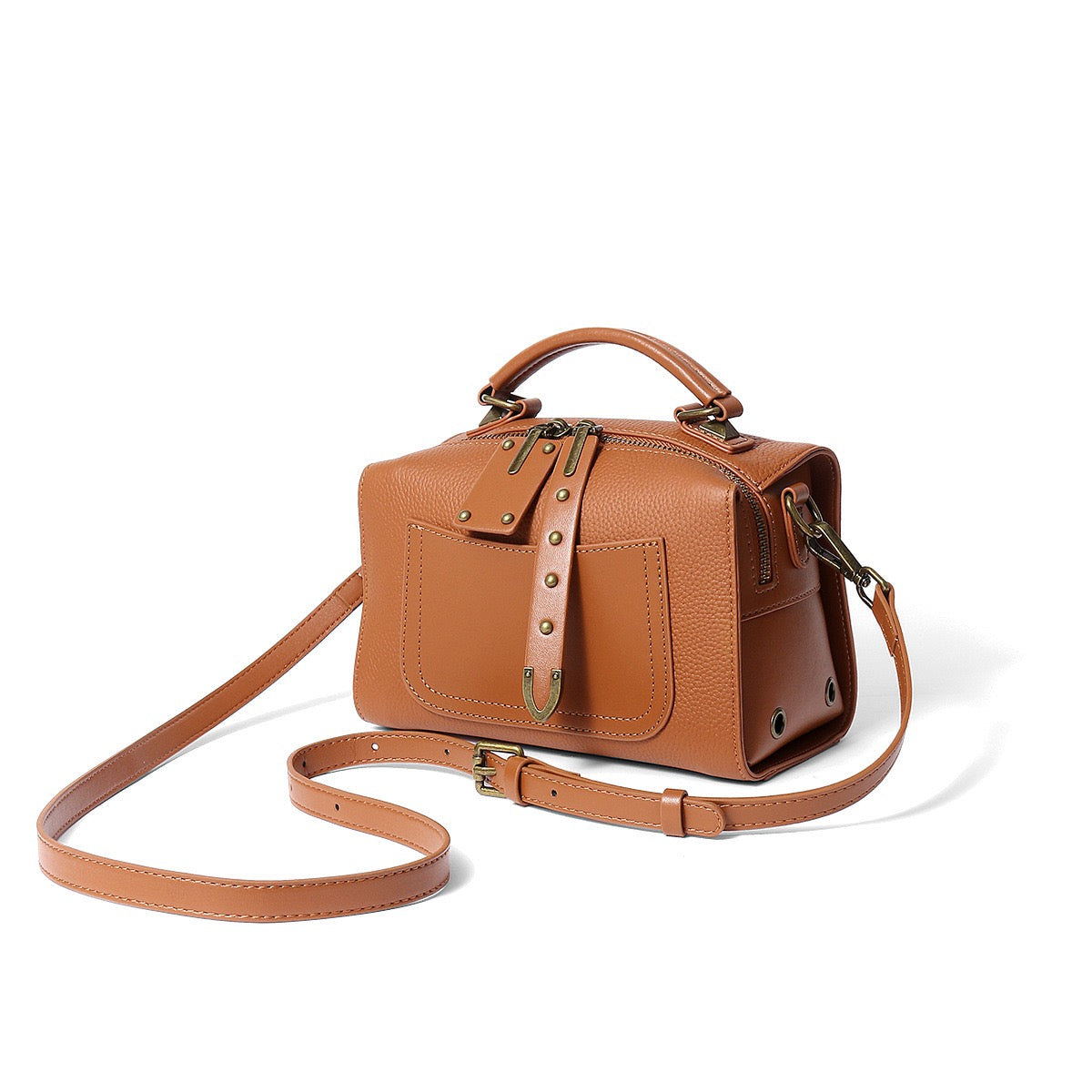 Textured Leather Satchel Crossbody Bag | Timeless Vintage Elegance