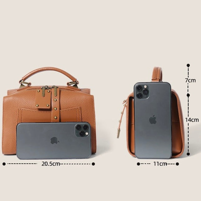 Textured Leather Satchel Crossbody Bag | Timeless Vintage Elegance