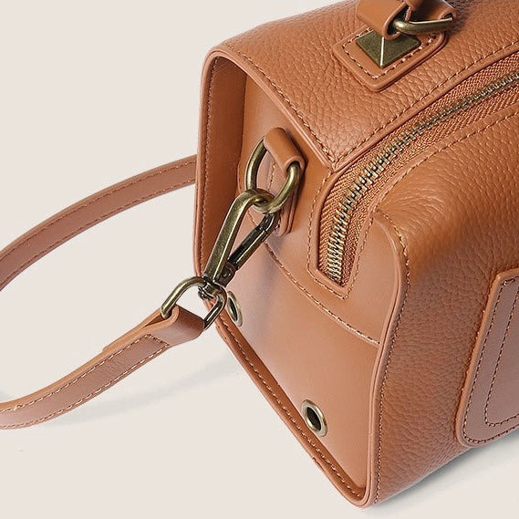 Textured Leather Satchel Crossbody Bag | Timeless Vintage Elegance