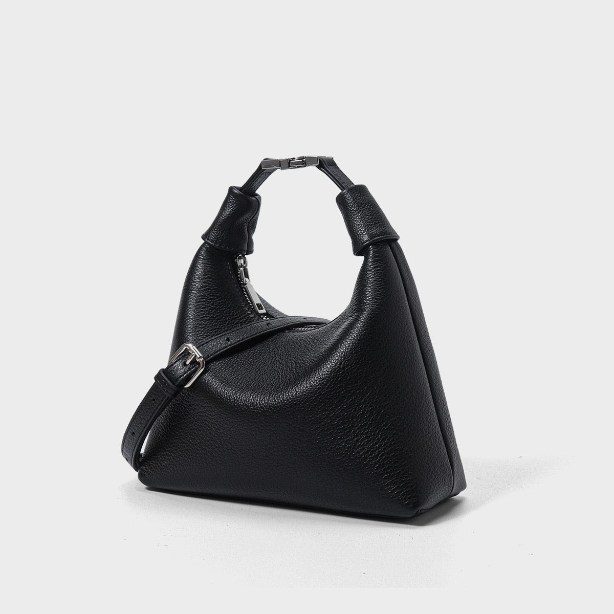 Textured Leather Crescent Hobo Bag | Understated Sculptural Elegance