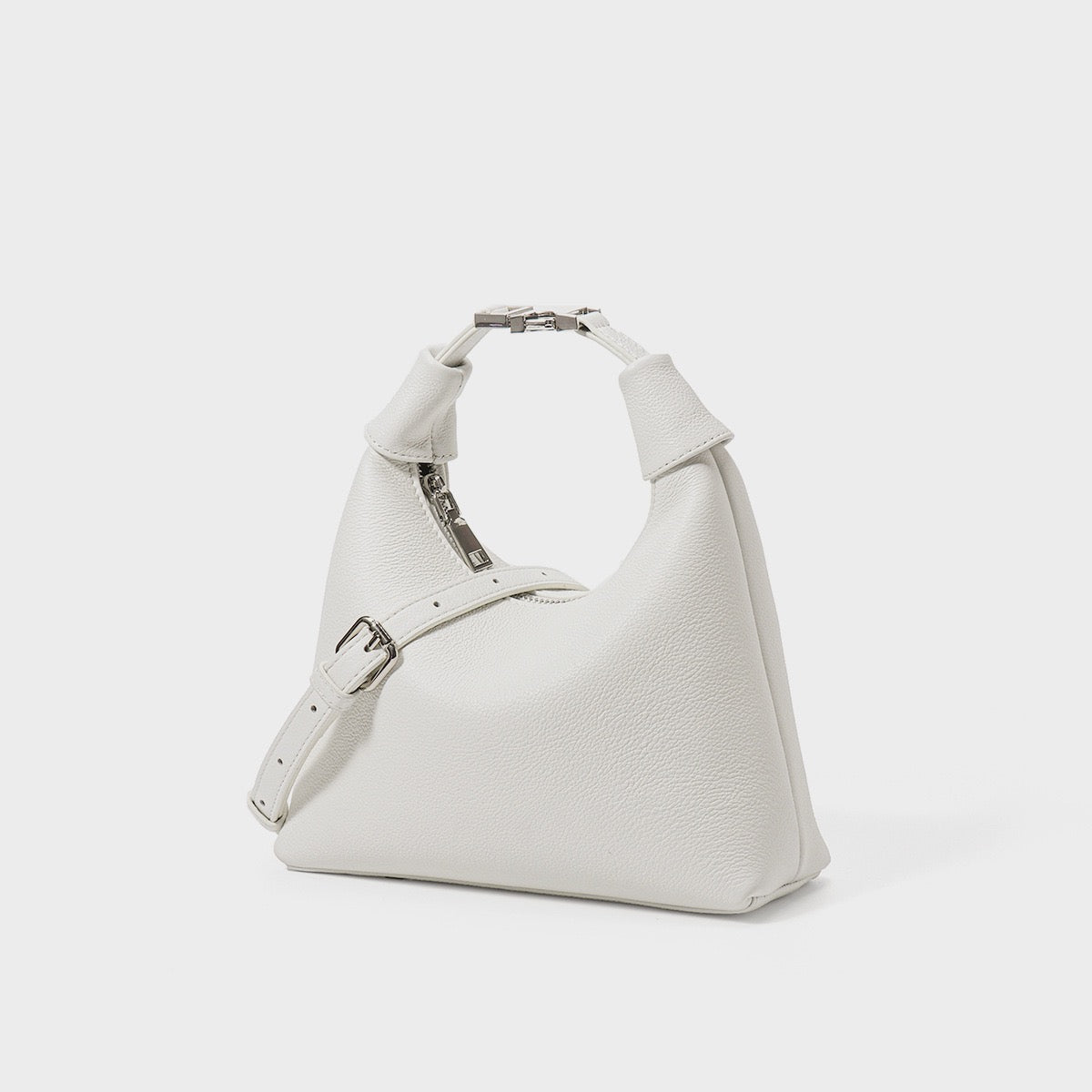 Textured Leather Crescent Hobo Bag | Understated Sculptural Elegance