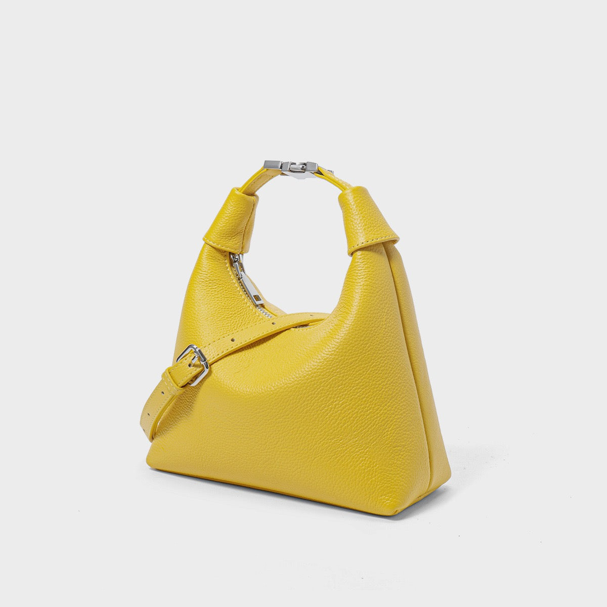 Textured Leather Crescent Hobo Bag | Understated Sculptural Elegance