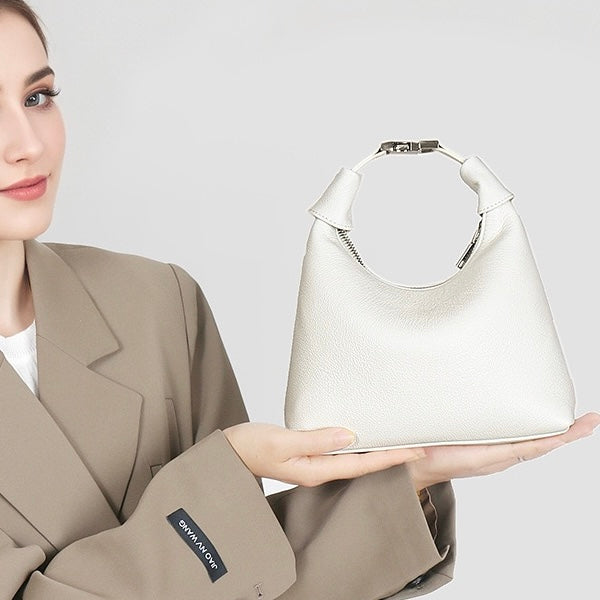 Textured Leather Crescent Hobo Bag | Understated Sculptural Elegance
