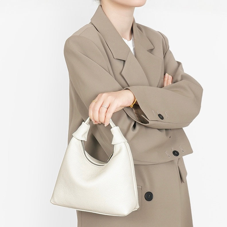 Textured Leather Crescent Hobo Bag | Understated Sculptural Elegance