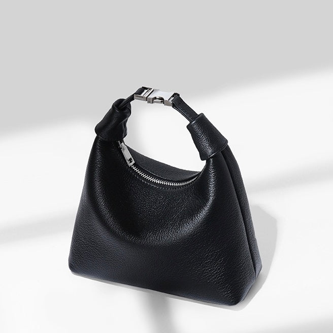 Textured Leather Crescent Hobo Bag | Understated Sculptural Elegance