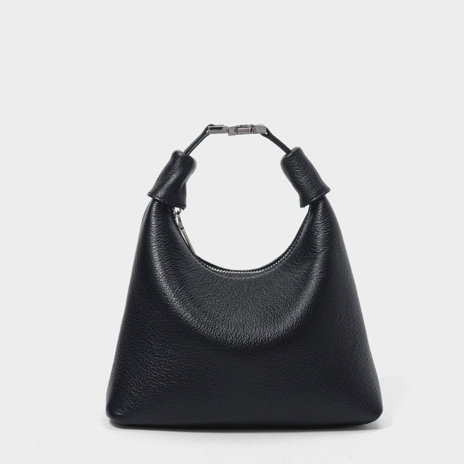 Textured Leather Crescent Hobo Bag | Understated Sculptural Elegance