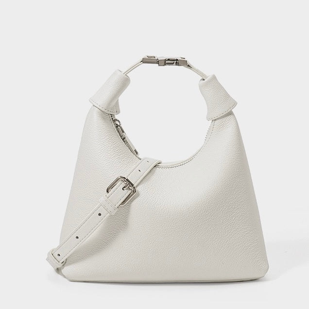 Textured Leather Crescent Hobo Bag | Understated Sculptural Elegance