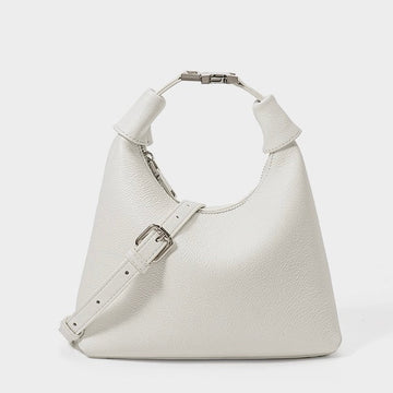 Textured Leather Crescent Hobo Bag | Understated Sculptural Elegance